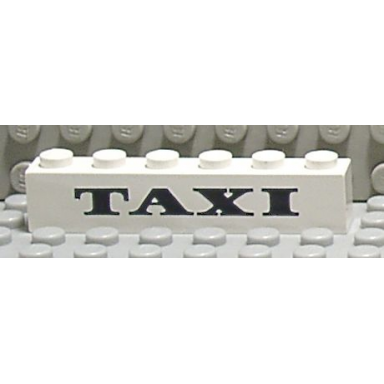 white brick 1 x 6 with black taxi thick pattern