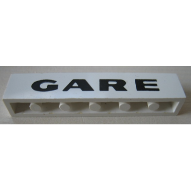 white brick 1 x 6 with black gare pattern