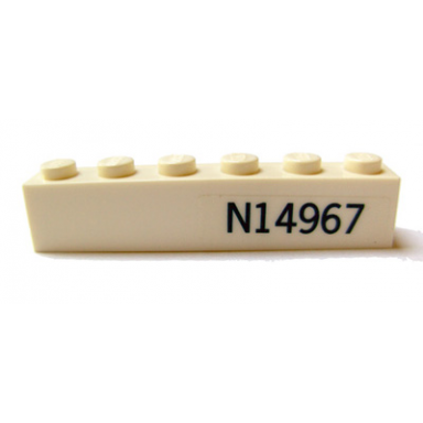 white brick 1 x 6 with dark blue n14967 pattern on both sides stickers - set 7628