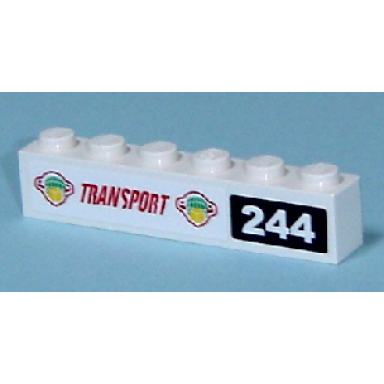 white brick 1 x 6 with box and arrows and globe and transport and with 244 pattern stickers - set 7641