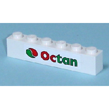 white brick 1 x 6 with octan logo pattern sticker - set 7641