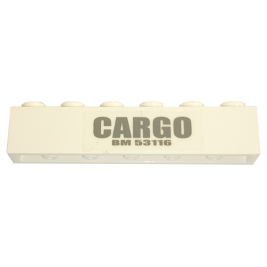 white brick 1 x 6 with cargo and bm 53116 pattern sticker - sets 4511 10158