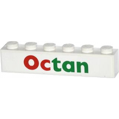 white brick 1 x 6 with octan pattern sticker - set 4207