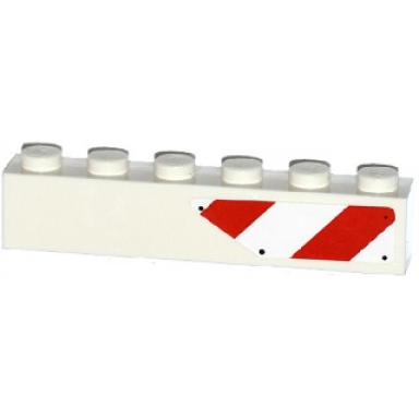 white brick 1 x 6 with red and white danger stripes cutout pattern left sticker - set 75917