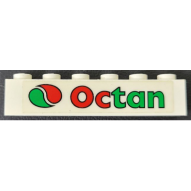 white brick 1 x 6 with octan logo pattern sticker - set 5563