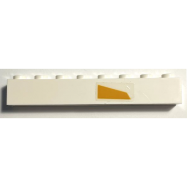 white brick 1 x 6 with bright light orange trapezoid off-center pattern model right side sticker - set 75309