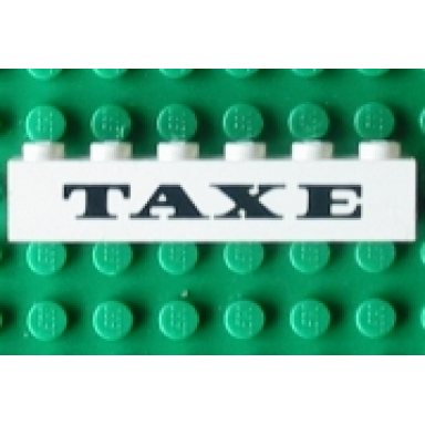 white brick 1 x 6 with black taxe pattern