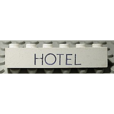 white brick 1 x 6 with black hotel pattern