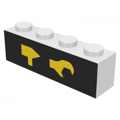 white brick 1 x 4 with garage tools pattern
