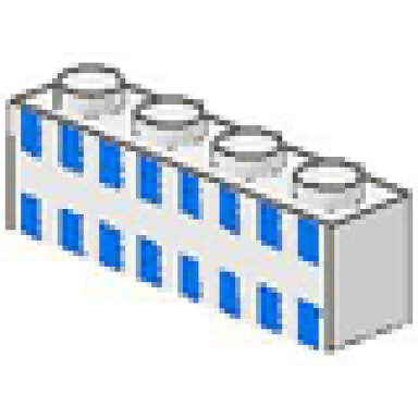 white brick 1 x 4 with ferry squares light blue in 2 lines pattern