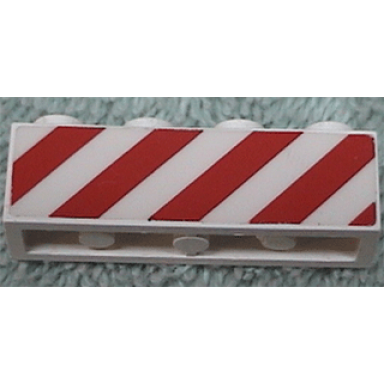 white brick 1 x 4 with red danger stripes pattern on two sides stickers - set 6681