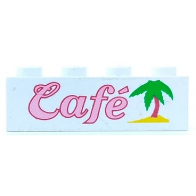 white brick 1 x 4 with café cafe pattern