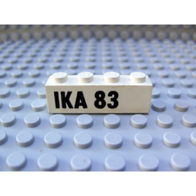 white brick 1 x 4 with black ika 83 pattern