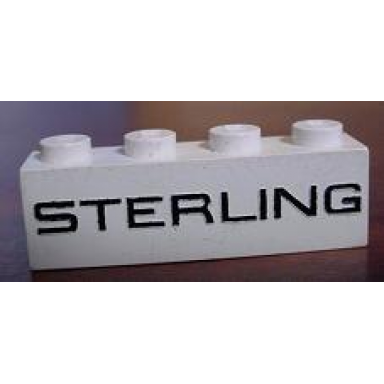 white brick 1 x 4 with black sterling pattern