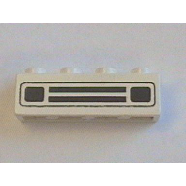 white brick 1 x 4 with car grille black pattern embossed print