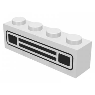white brick 1 x 4 with car grille black pattern surface print