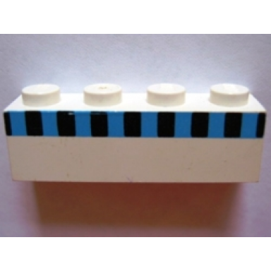 white brick 1 x 4 with ferry squares light blue and black pattern