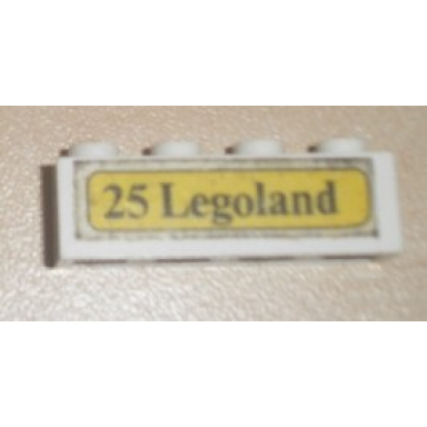 white brick 1 x 4 with black 25 legoland pattern sticker - set 379-1