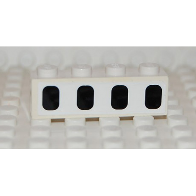 white brick 1 x 4 with 4 black airplane windows pattern sticker - set 2532