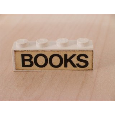 white brick 1 x 4 with black books text pattern sticker - set 1592-1