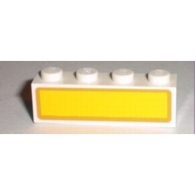 white brick 1 x 4 with brown rectangle on yellow background pattern sticker - set 7733