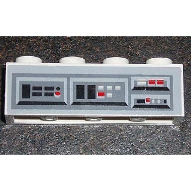 white brick 1 x 4 with control panel pattern sticker - set 6211