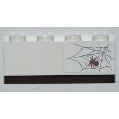 white brick 1 x 4 with spider and web on right side pattern sticker - set 6242