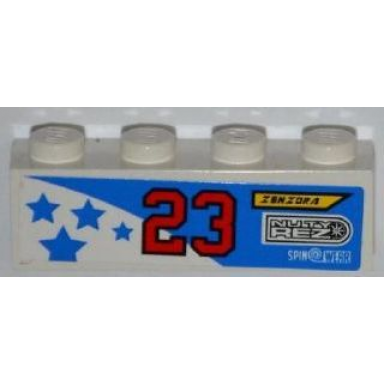 white brick 1 x 4 with blue stars number 23 zenzora nuty rez and spin wear pattern model right side sticker - set 8125