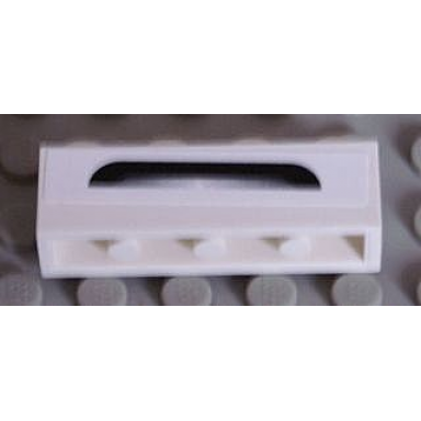 white brick 1 x 4 with black and silver bumper pattern sticker - set 8158