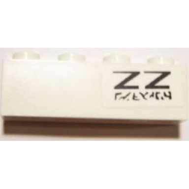 white brick 1 x 4 with zz sw red five x-wing starfighter pattern model left side sticker - set 10240