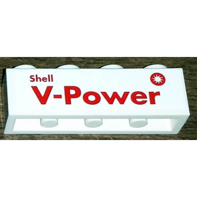 white brick 1 x 4 with red shell v-power pattern sticker - set 30196
