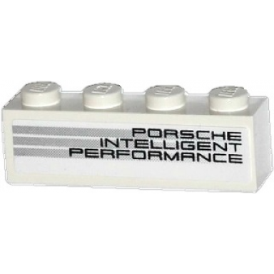 white brick 1 x 4 with porsche intelligent performance and light bluish gray stripes pattern model right side sticker - set 75912