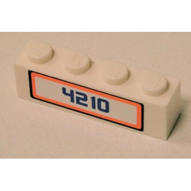 white brick 1 x 4 with blue 4210 pattern sticker - set 4210