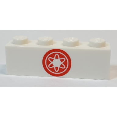 white brick 1 x 4 with ninjago red flower medallion pattern