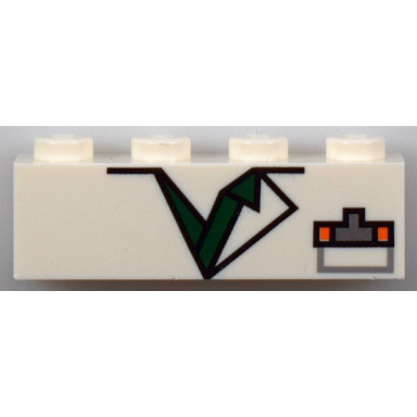 white brick 1 x 4 with devo suit pattern