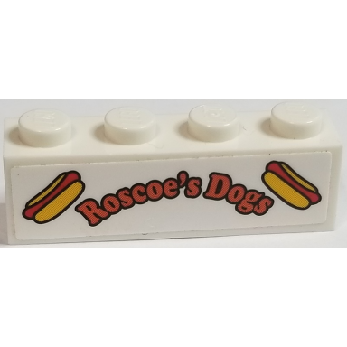 white brick 1 x 4 with hot dogs and roscoes dogs pattern sticker - set 75883