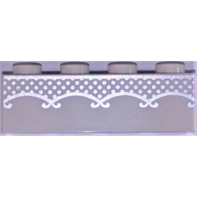 white brick 1 x 4 with silver lace pattern brickheadz bride torso