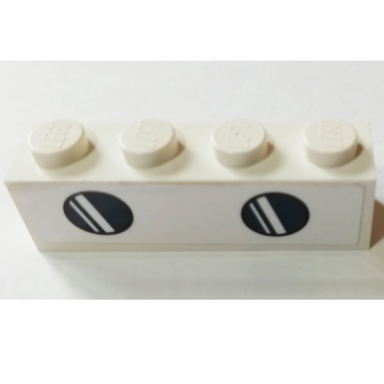 white brick 1 x 4 with 2 dark blue round airplane windows pattern sticker - set 76130