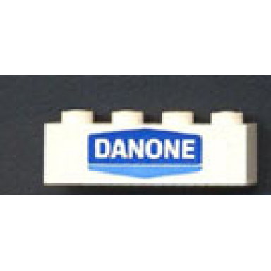 white brick 1 x 4 with danone logo pattern