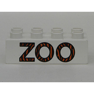 duplo brick 2 x 4 with zoo text pattern and tiger stripes