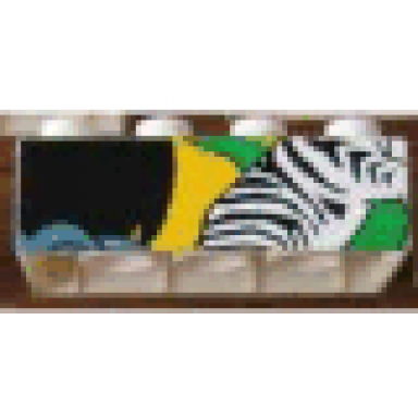 white duplo brick 2 x 4 with zoo time mosaic picture 07 pattern
