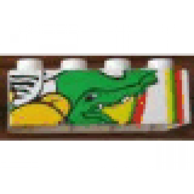 white duplo brick 2 x 4 with zoo time mosaic picture 10 pattern