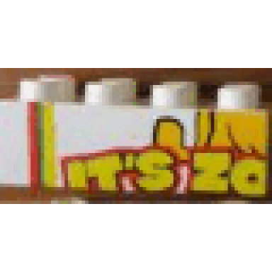 white duplo brick 2 x 4 with zoo time mosaic picture 14 pattern