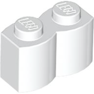 white brick modified 1 x 2 with log profile