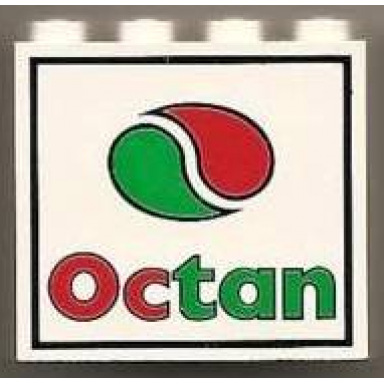 white brick 2 x 4 x 3 with octan logo pattern