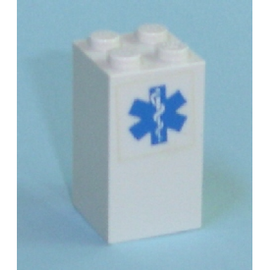 white brick 2 x 2 x 3 with emt star of life pattern sticker - set 7892