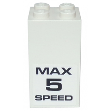 white brick 2 x 2 x 3 with max 5 speed pattern on opposite sides stickers - set 8147