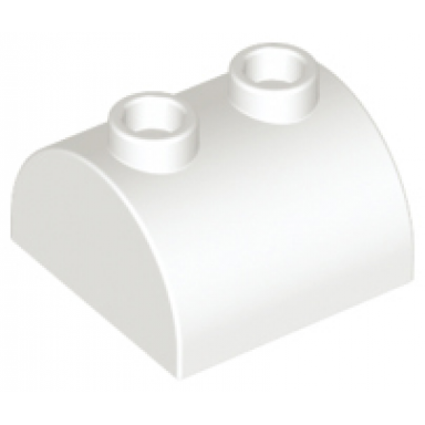 white slope curved 2 x 2 double with 2 hollow studs