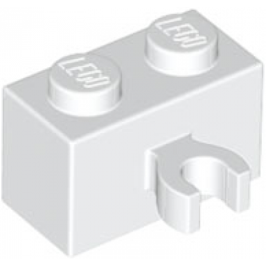 white brick modified 1 x 2 with open o clip thick vertical grip