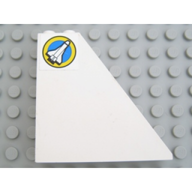 white slope 55 6 x 1 x 5 without bottom stud holders with shuttle and yellow circle pattern left sticker - set 6456
